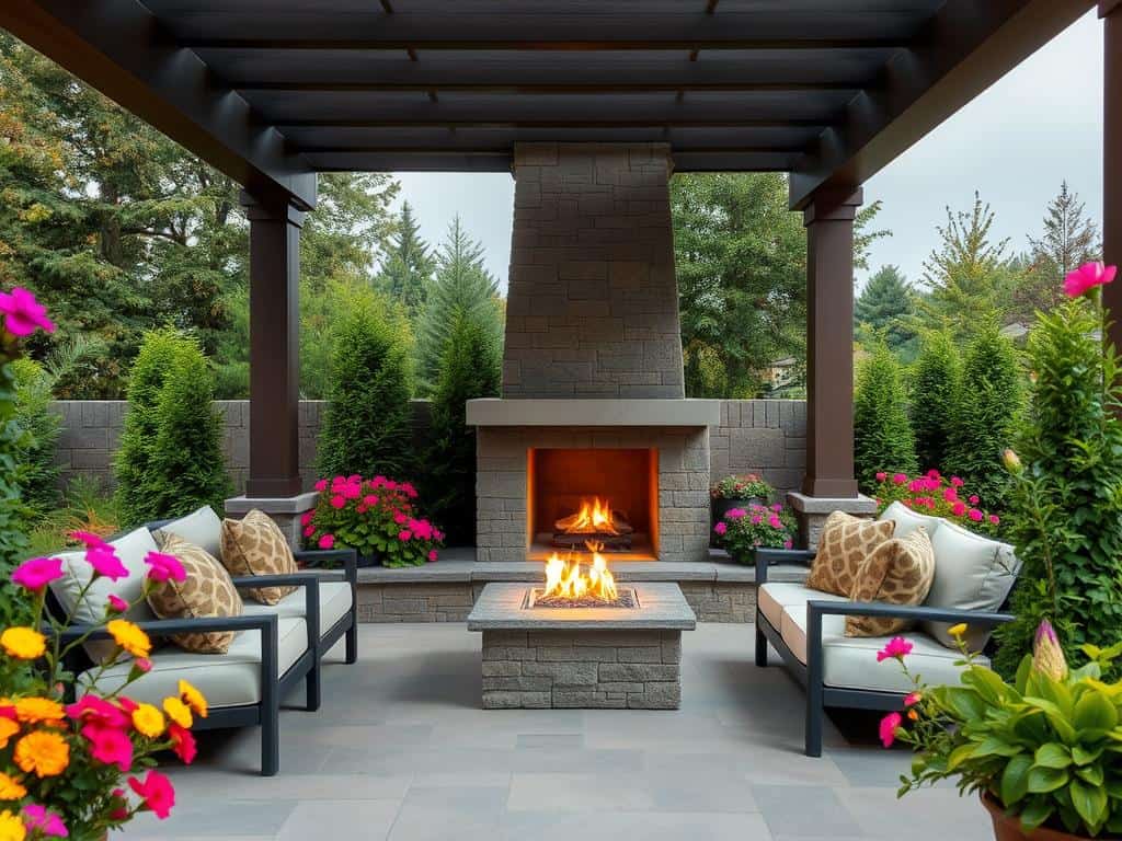 outdoor fireplaces enhance patio design