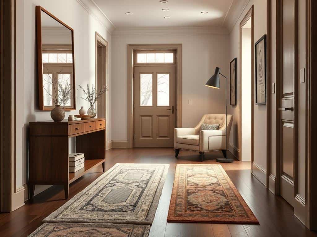 functional furniture and runner rugs in hallway styling techniques