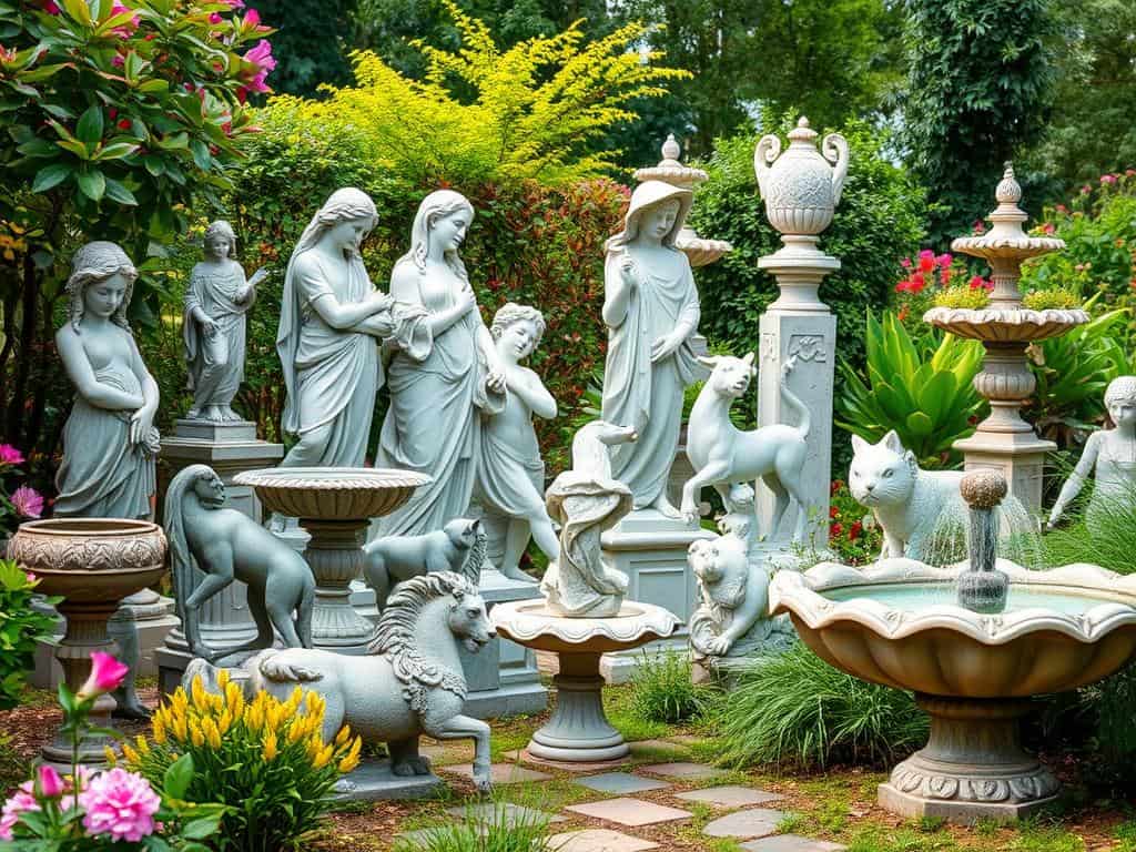 types of garden sculptures
