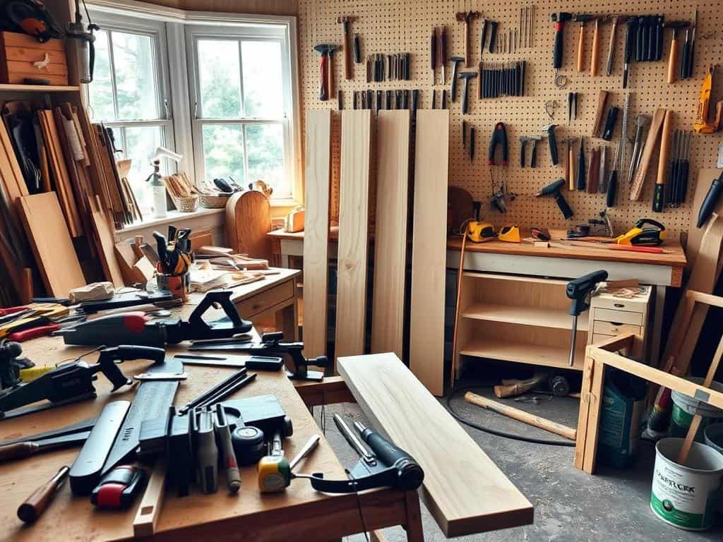 gathering supplies for building shelves